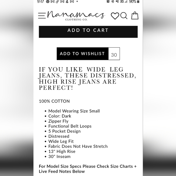 Nanamacs Wide Leg Jeans - Picture 5 of 6